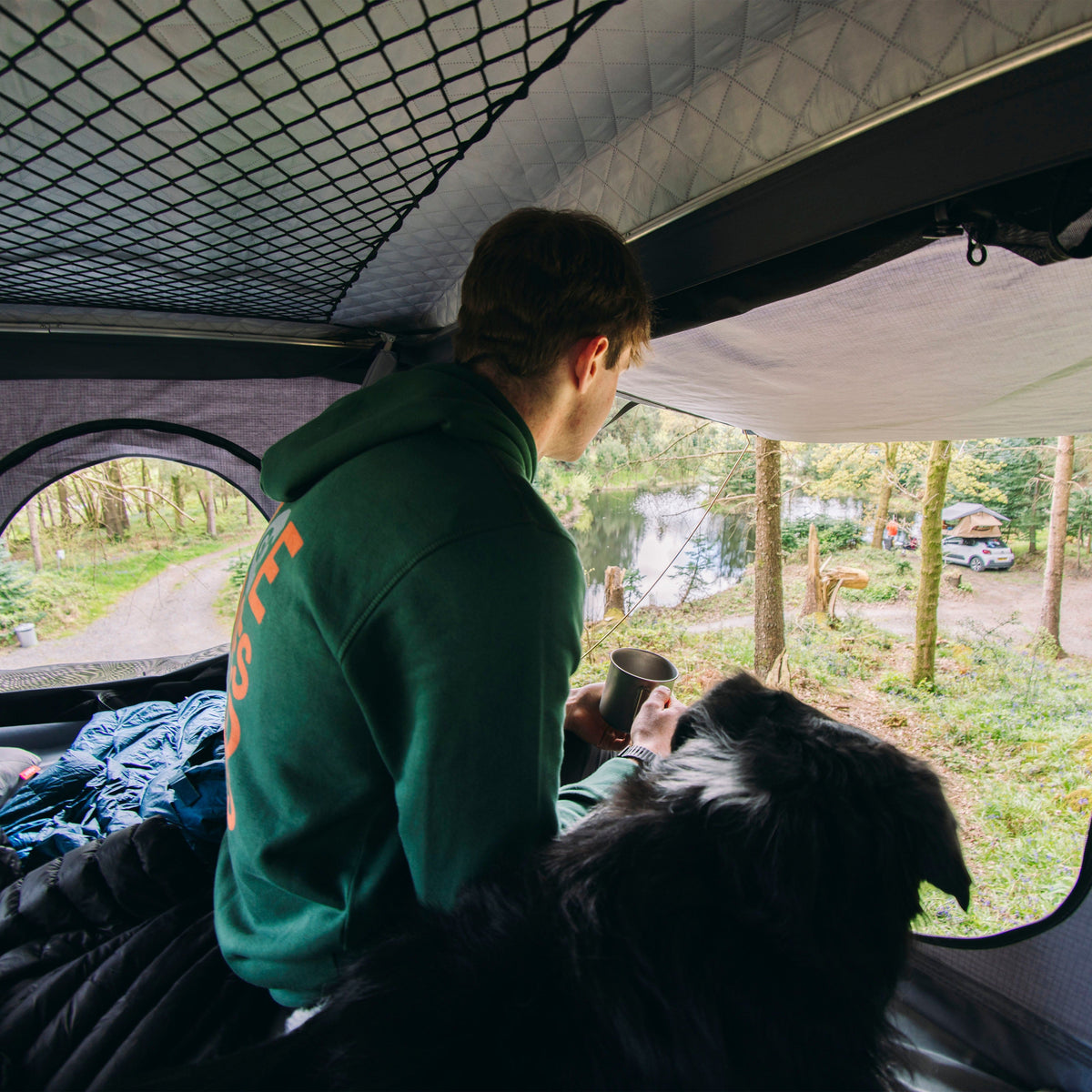 Nest pop up roof tent view from inside