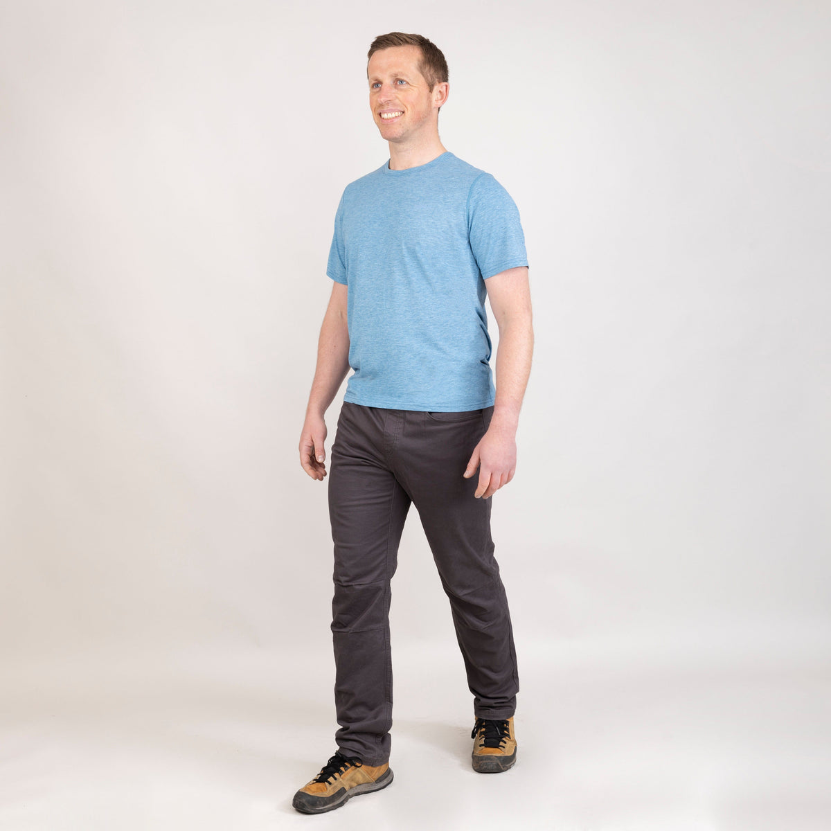 alpkit mens bloc pants in tarmac grey outfit