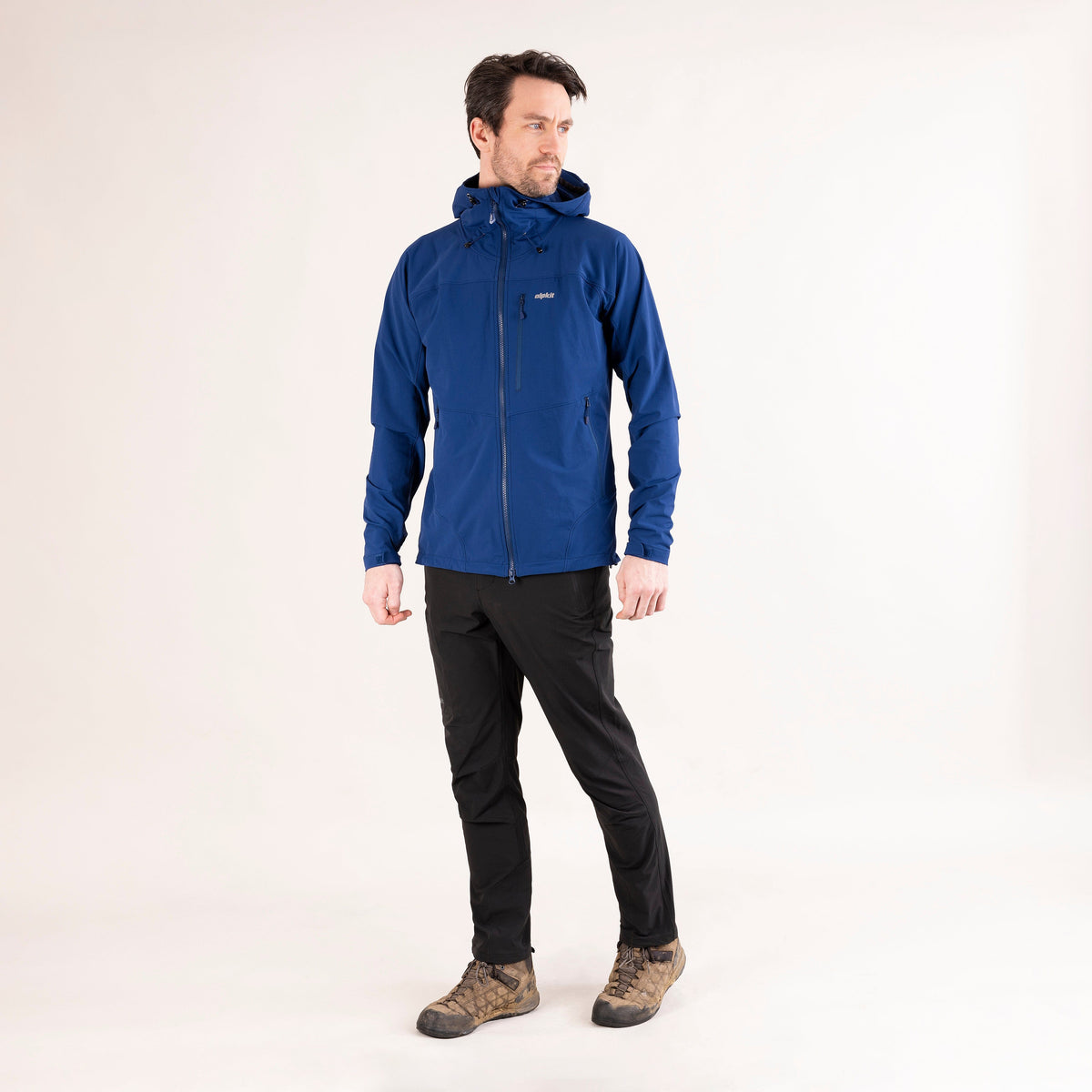 Alpkit mens chilkoot softshell trousers in black outfit|nt