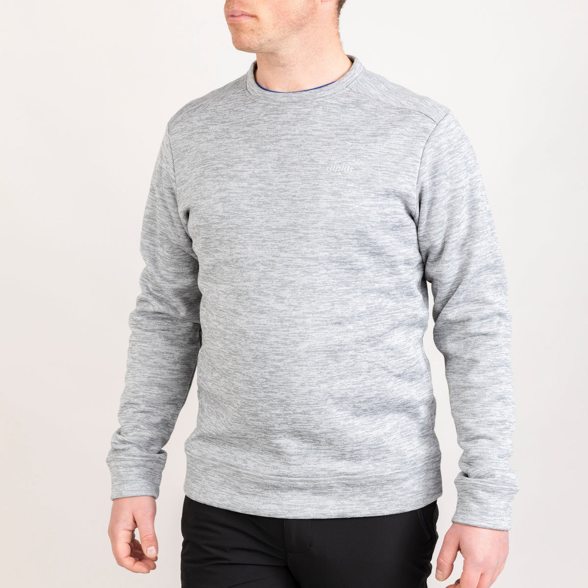 alpkit mens redpoint crew neck jumper in mercury grey front - closed