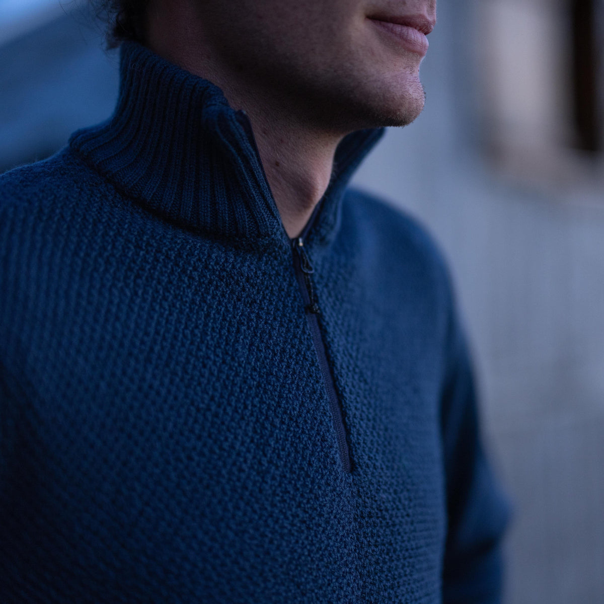 Men's Norge Half-Zip wool jumper in Outerspace