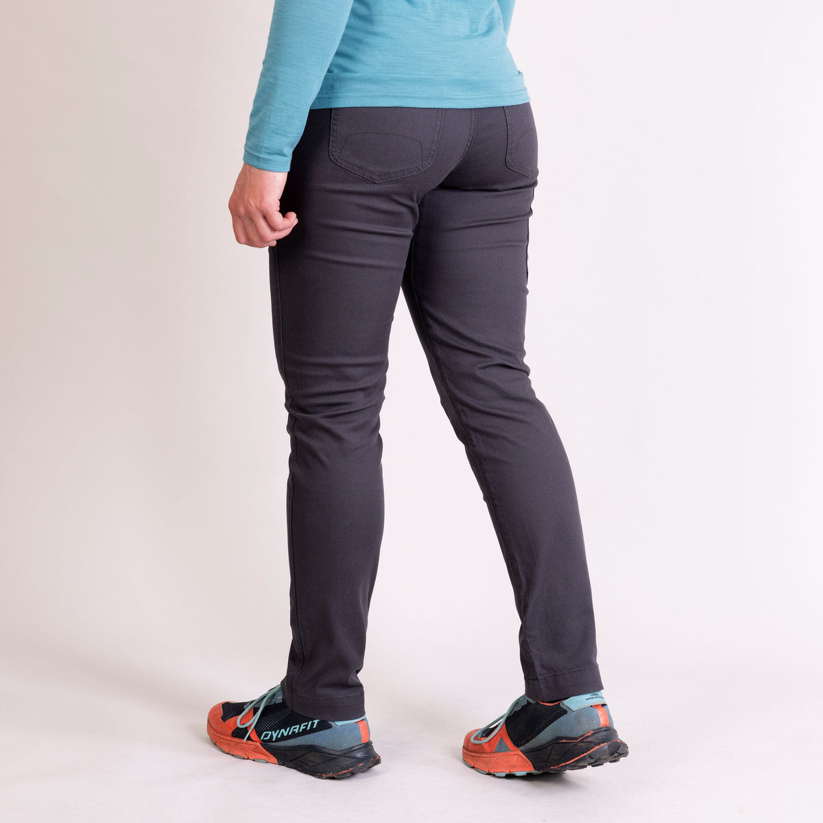 alpkit womens kraft trousers in outer tarmac grey back - closed