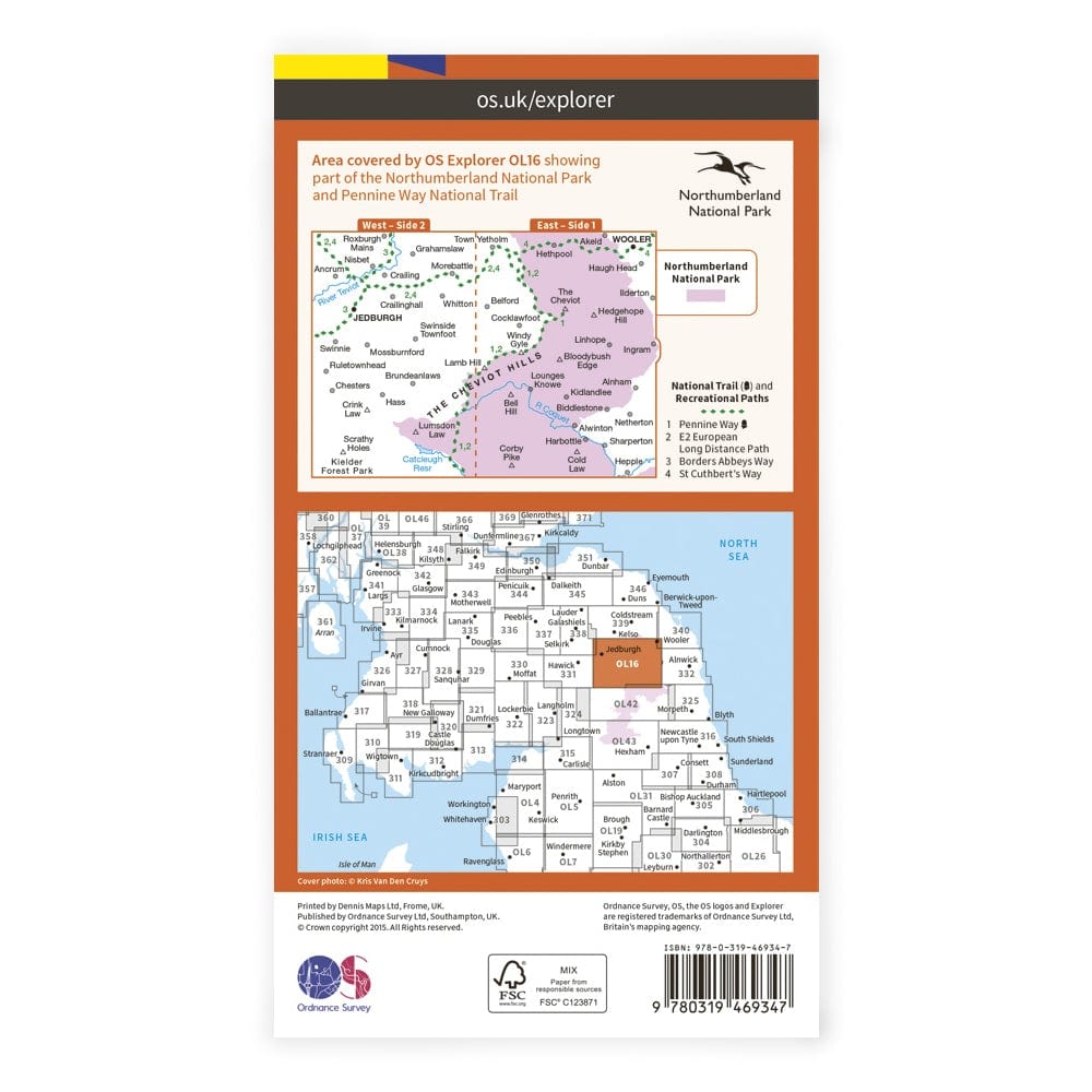 OS Explorer Laminated / Cheviot Hills