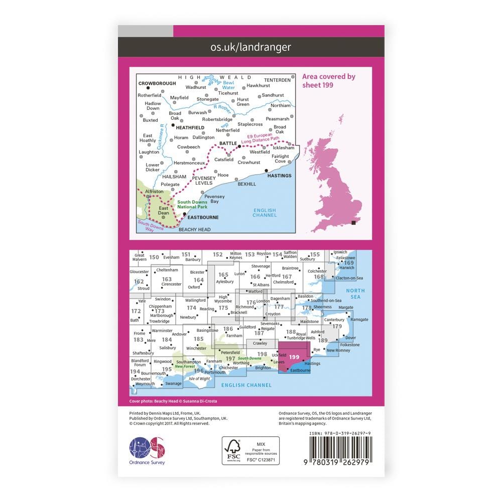 OS Landranger / Eastbourne & Hastings