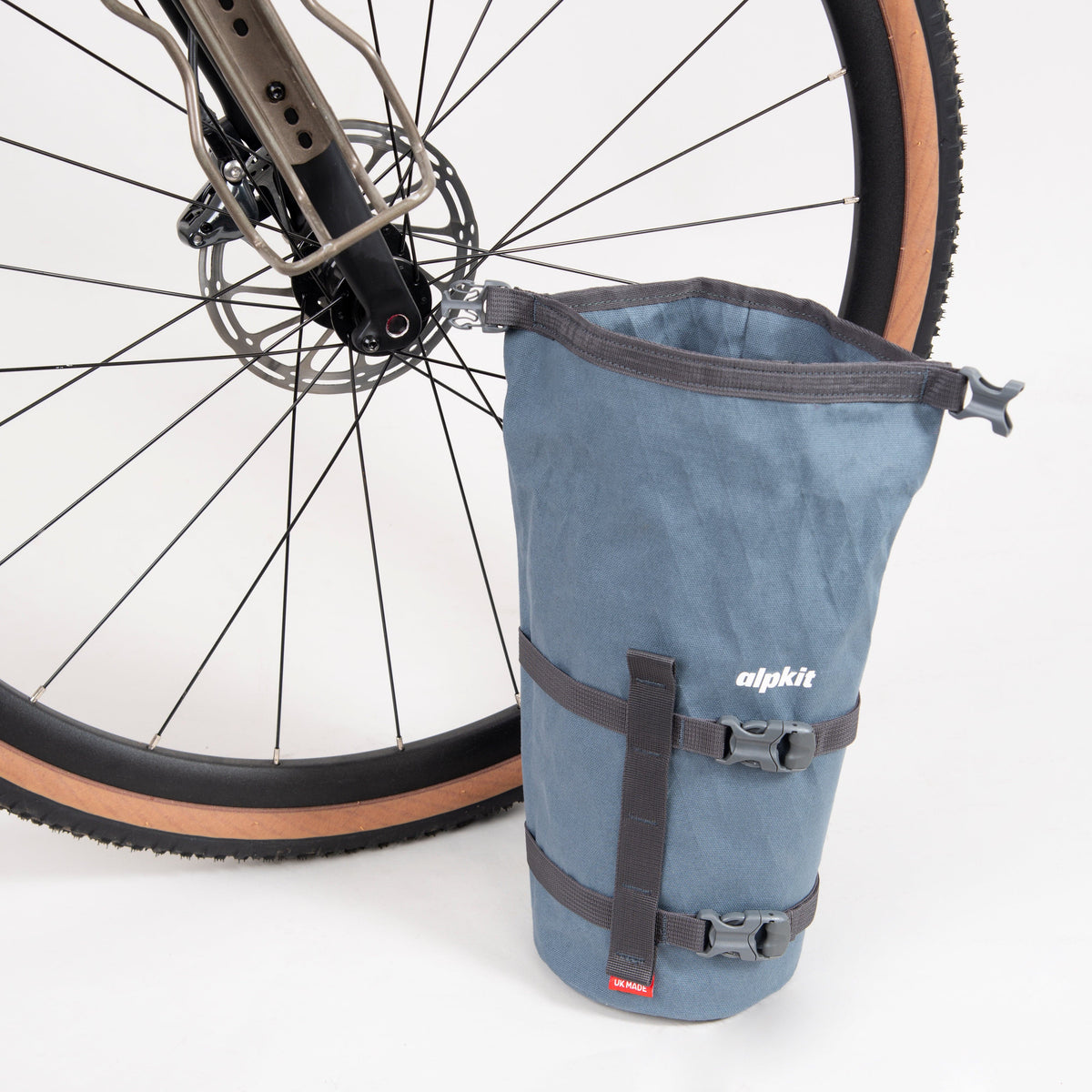 alpkit belongs fork cage bikepacking bag in storm grey