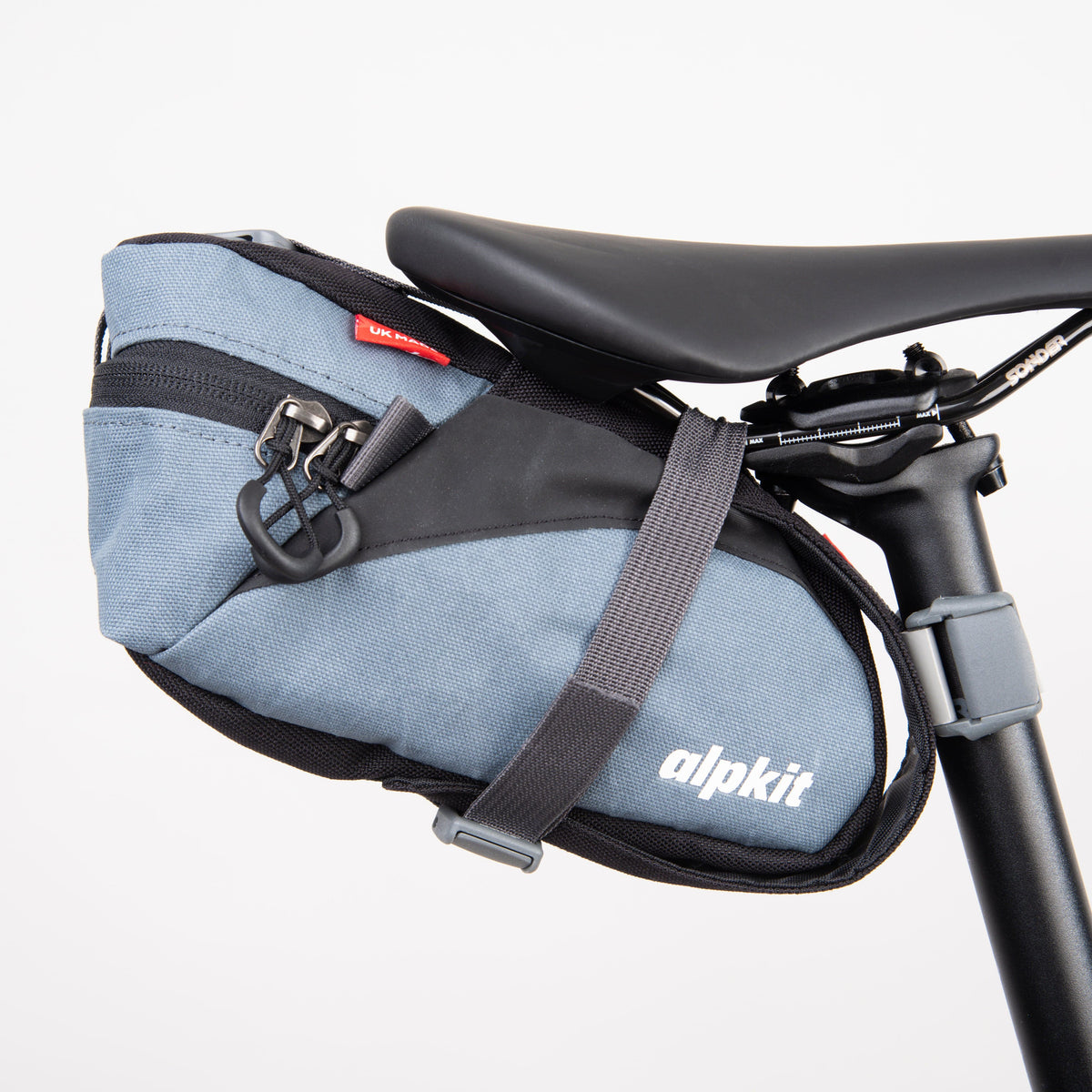 enduro seatpack large bikepacking bag in storm grey side - closed