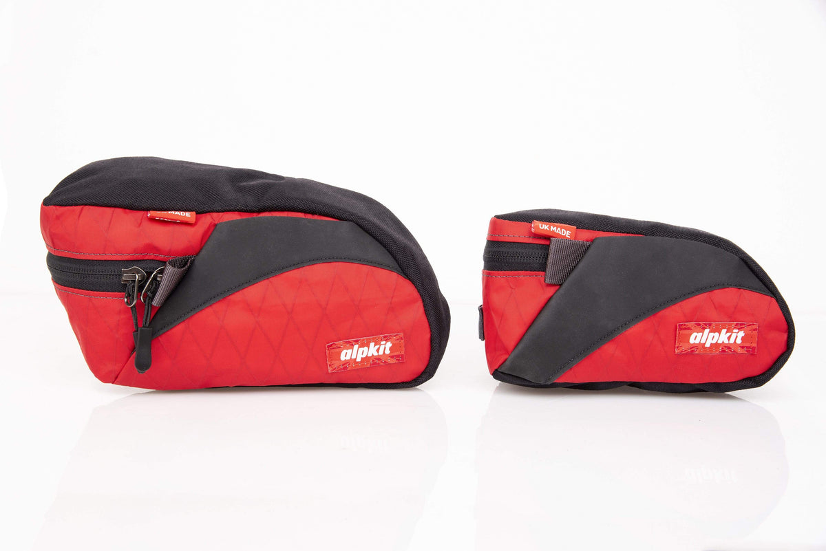 Alpkit enduro seatpack in chilli size comparison side - closed