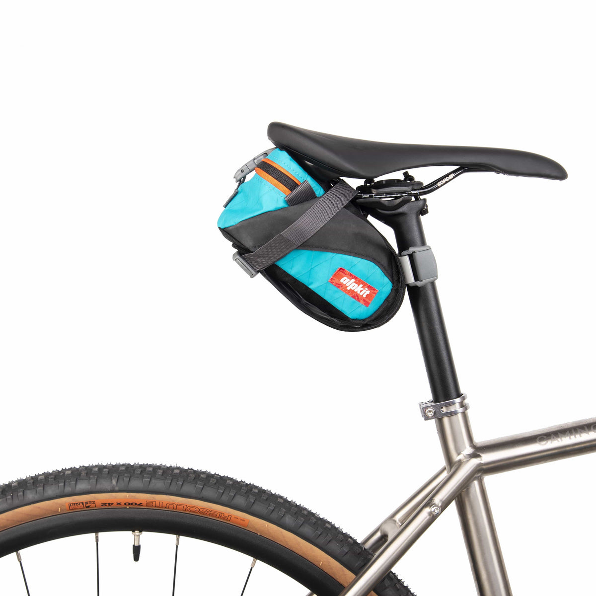 Alpkit enduro seatpack regular in teal peel - closed