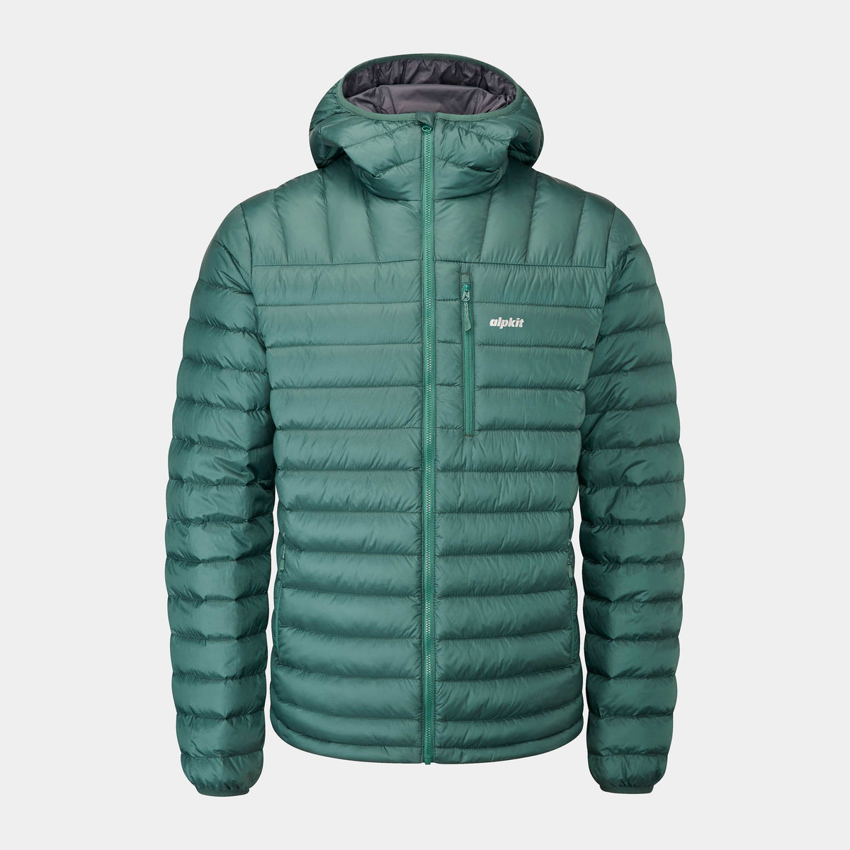 alpkit mens filoment hoody down jacket in forest green