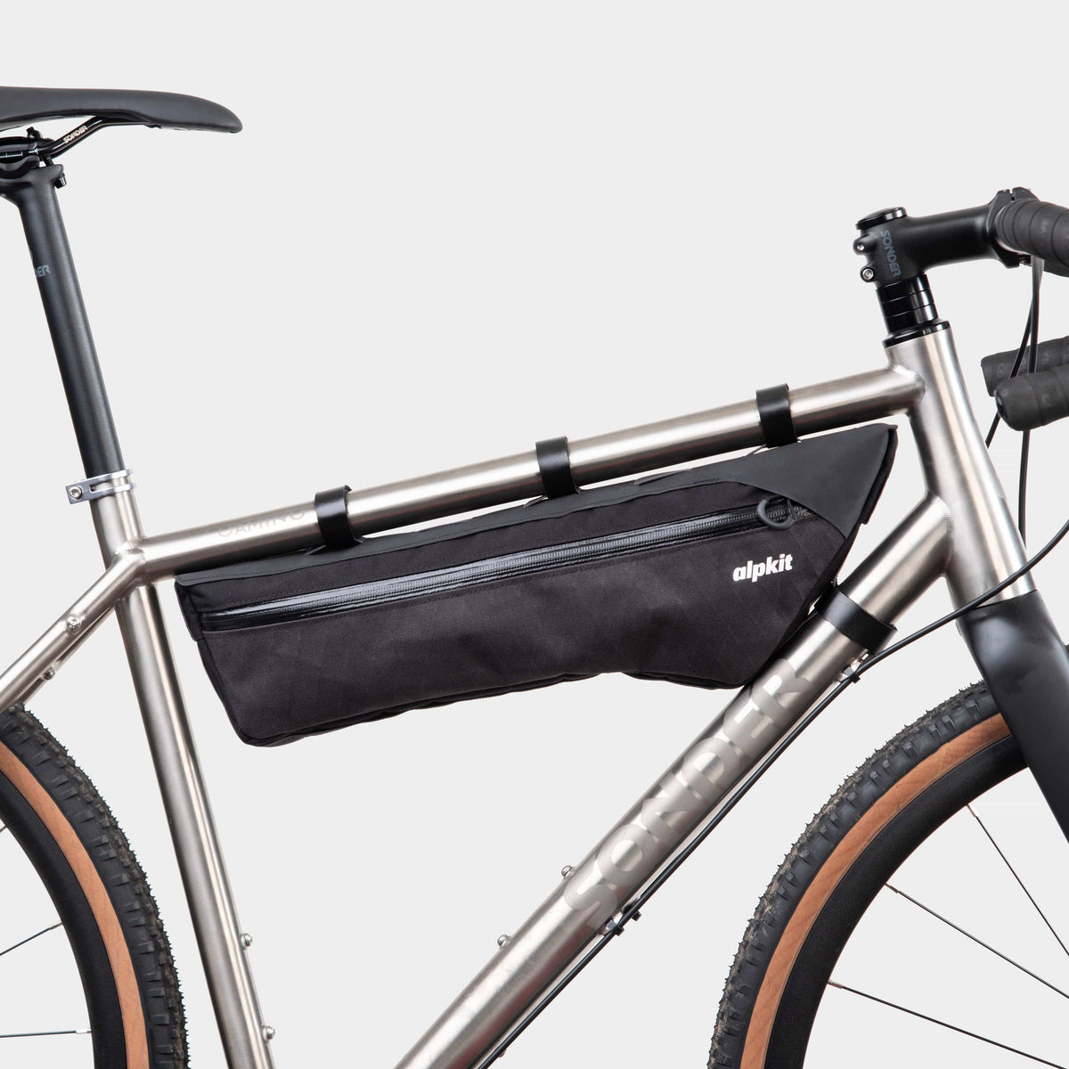 alpkit glider frame bag for bike packing in panther black