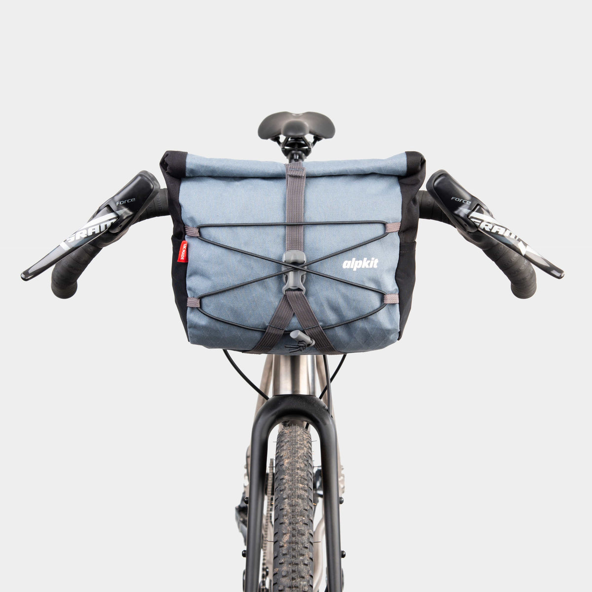 alpkit gravel bag handlebar bag for drop bars in storm grey