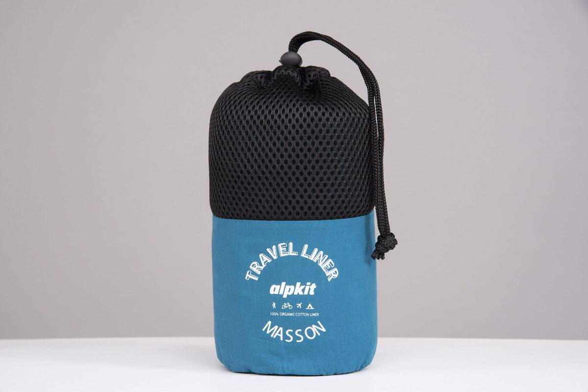 alpkit masson cotton sleeping bag liner packed