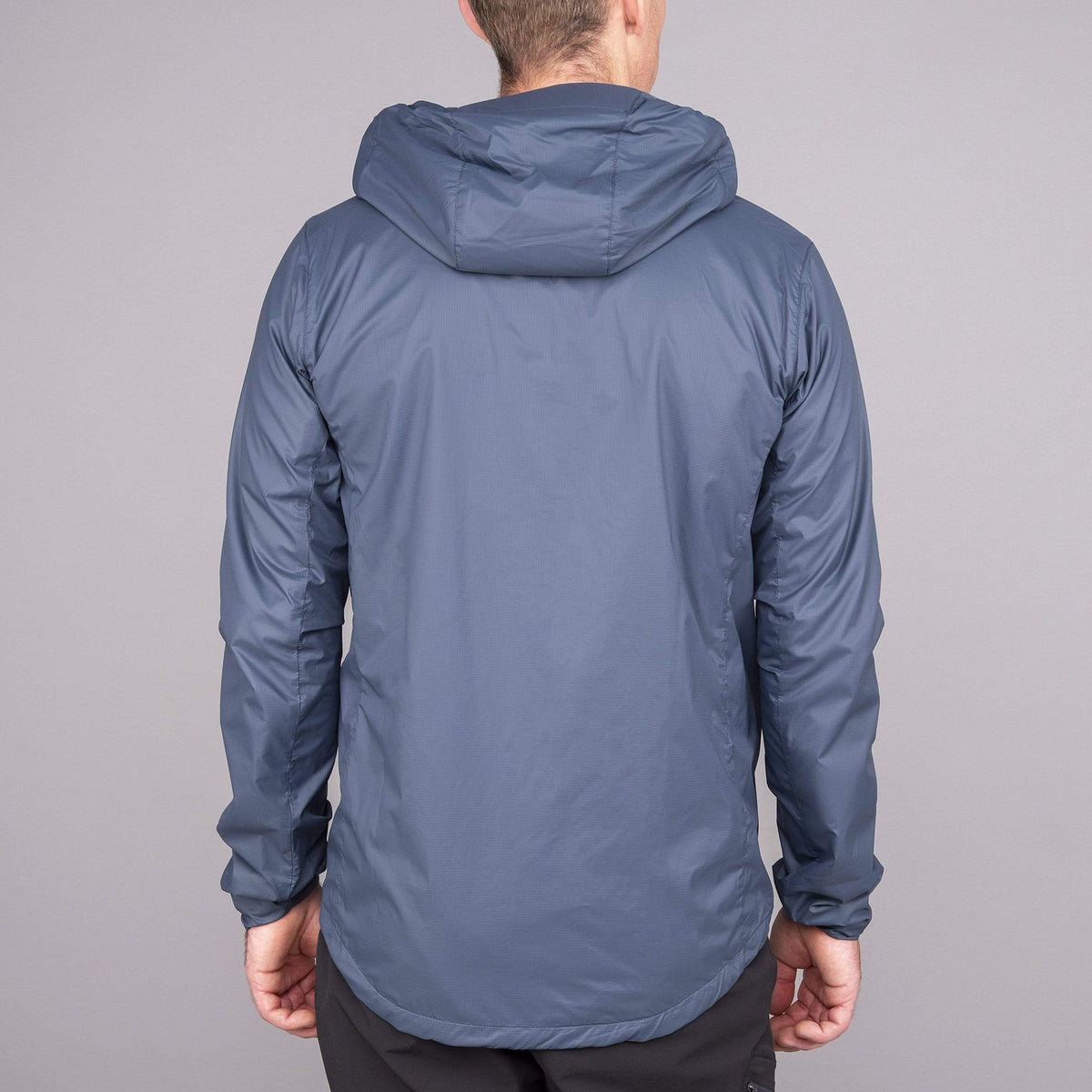 mens alpkit morphosis jacket in slate rear - closed