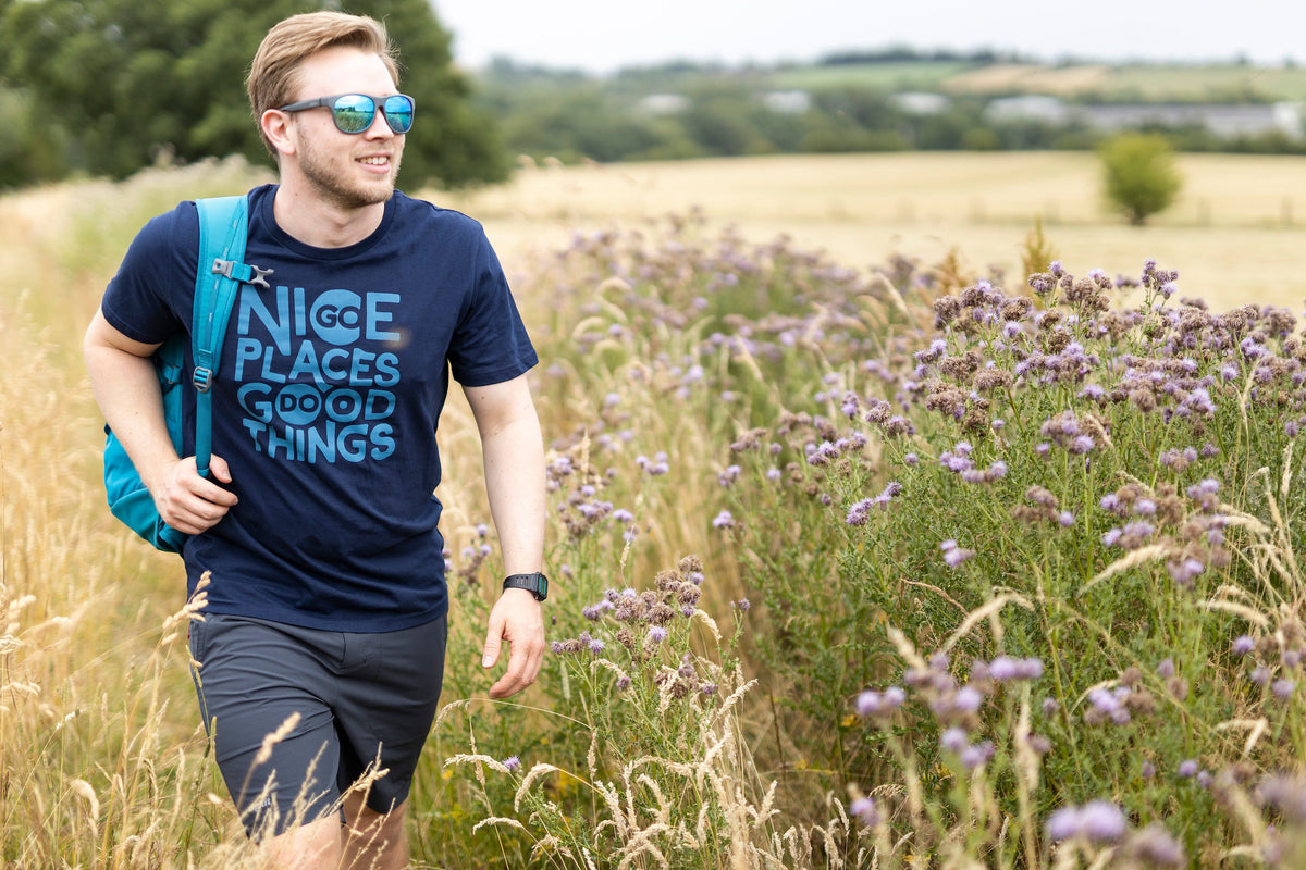 go nice place do good things t-shirt in french navy - closed