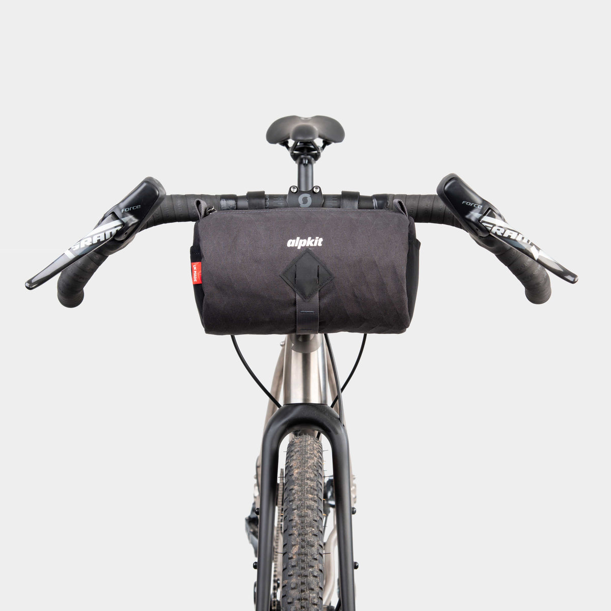 alpkit toploader zipped handlebar bag in panther black