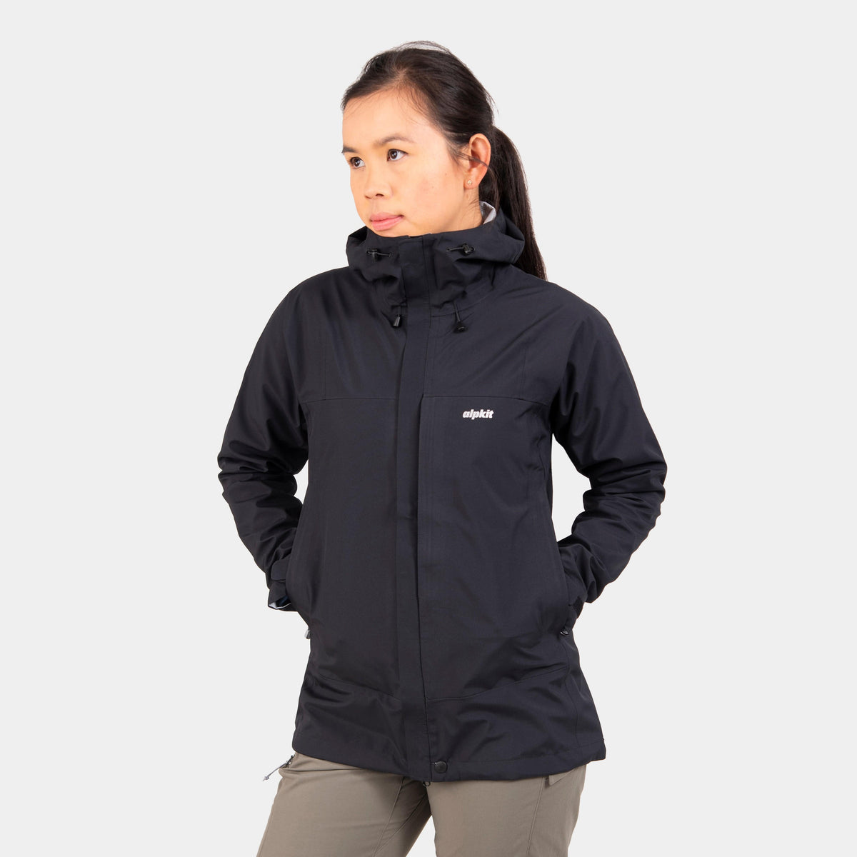 alpkit womens fortitude waterproof jacket in black