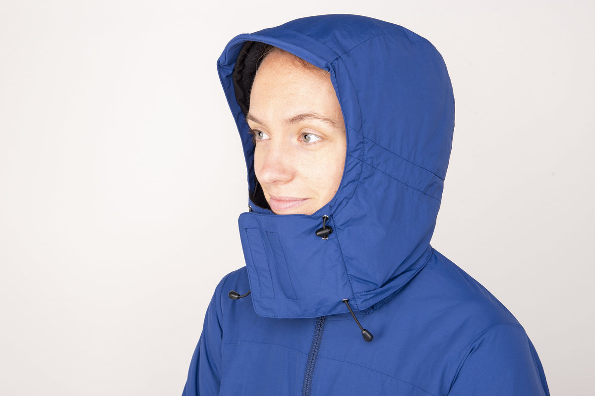 womens Alpkit jura mountain smock in nemo front hood closure