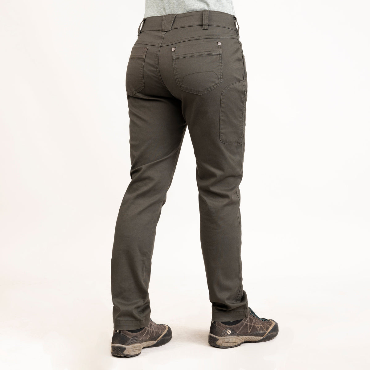 alpkit womens kraft trousers in kelp green back