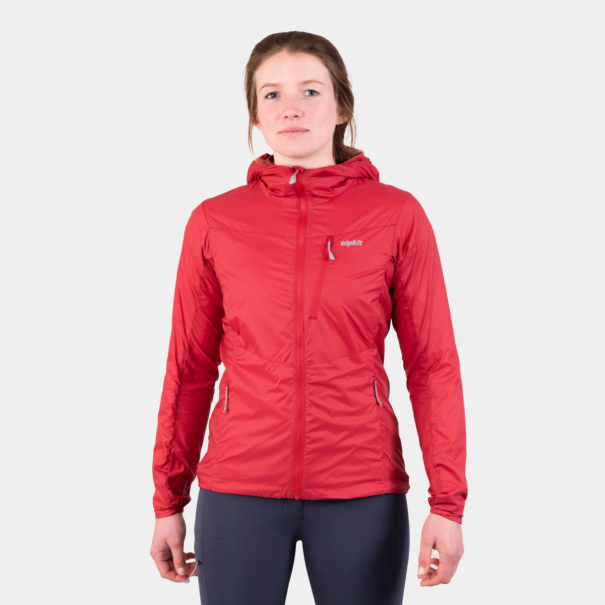 Alpkit women's Morphosis windproof jacket in nightshade purple - closed