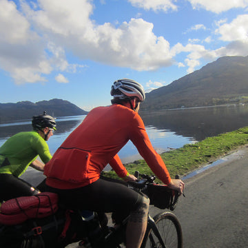 Female bikepackers in the Cairngorms