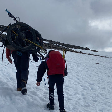 Female bikepackers in the Cairngorms