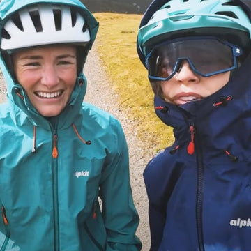Female bikepackers in the Cairngorms