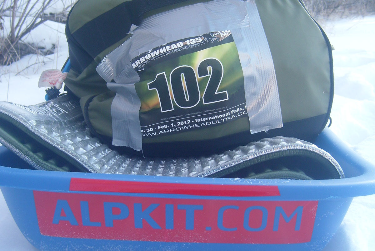 Winter sleep system packed away on the Arrowhead 135 ultra race