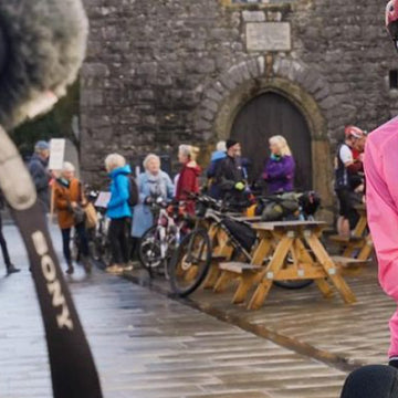 Female bikepackers in the Cairngorms