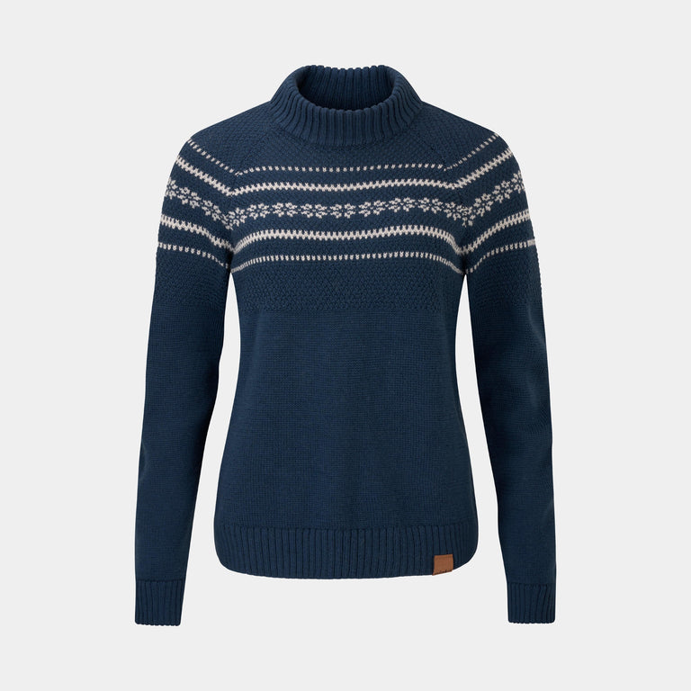 Stora Women's patterned jumper in Outer Space blue with white accent