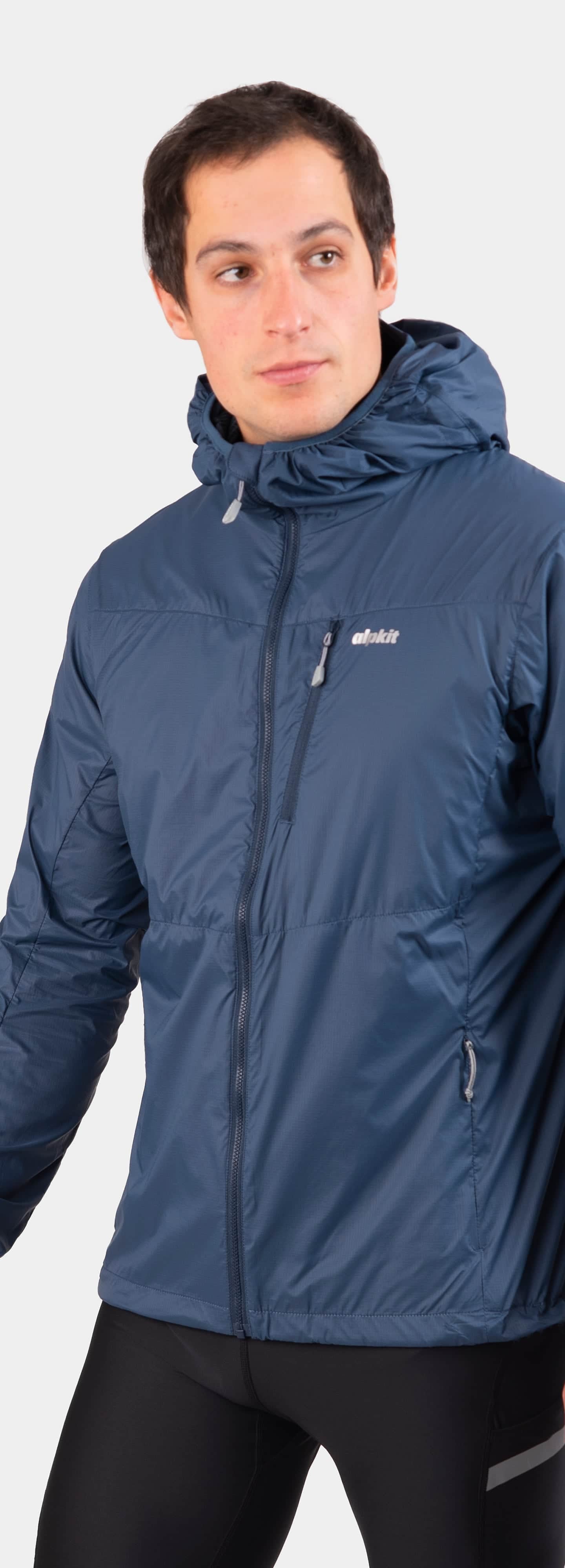 mens alpkit morphosis jacket in slate blue - closed