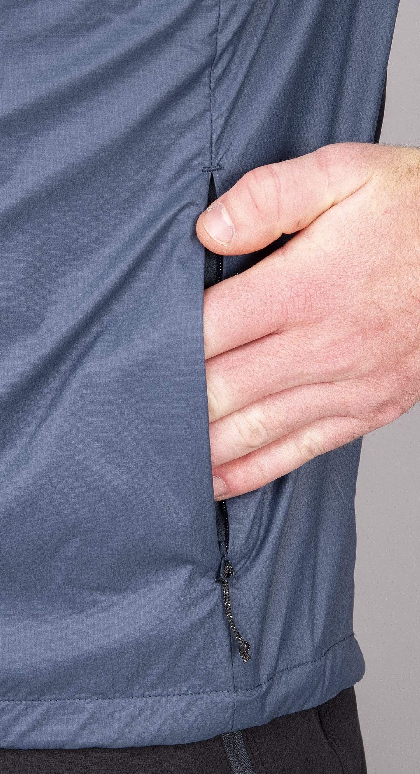 mens alpkit morphosis jacket in slate pocket - closed